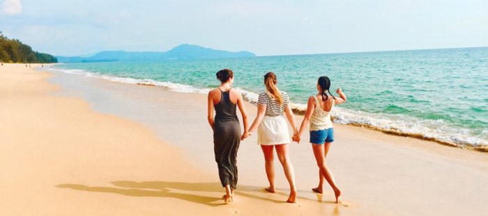 Holiday girls group beach holidays friends minutes